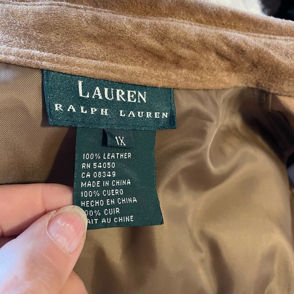 NWOT 23” PTP 1X Ralph Lauren suede snap vest XL XXL - Picture 2 of 7